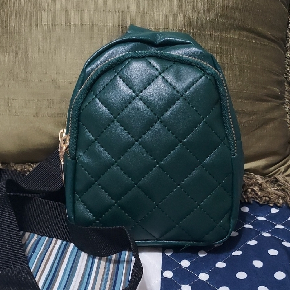 Green Quilted Women's Backpack